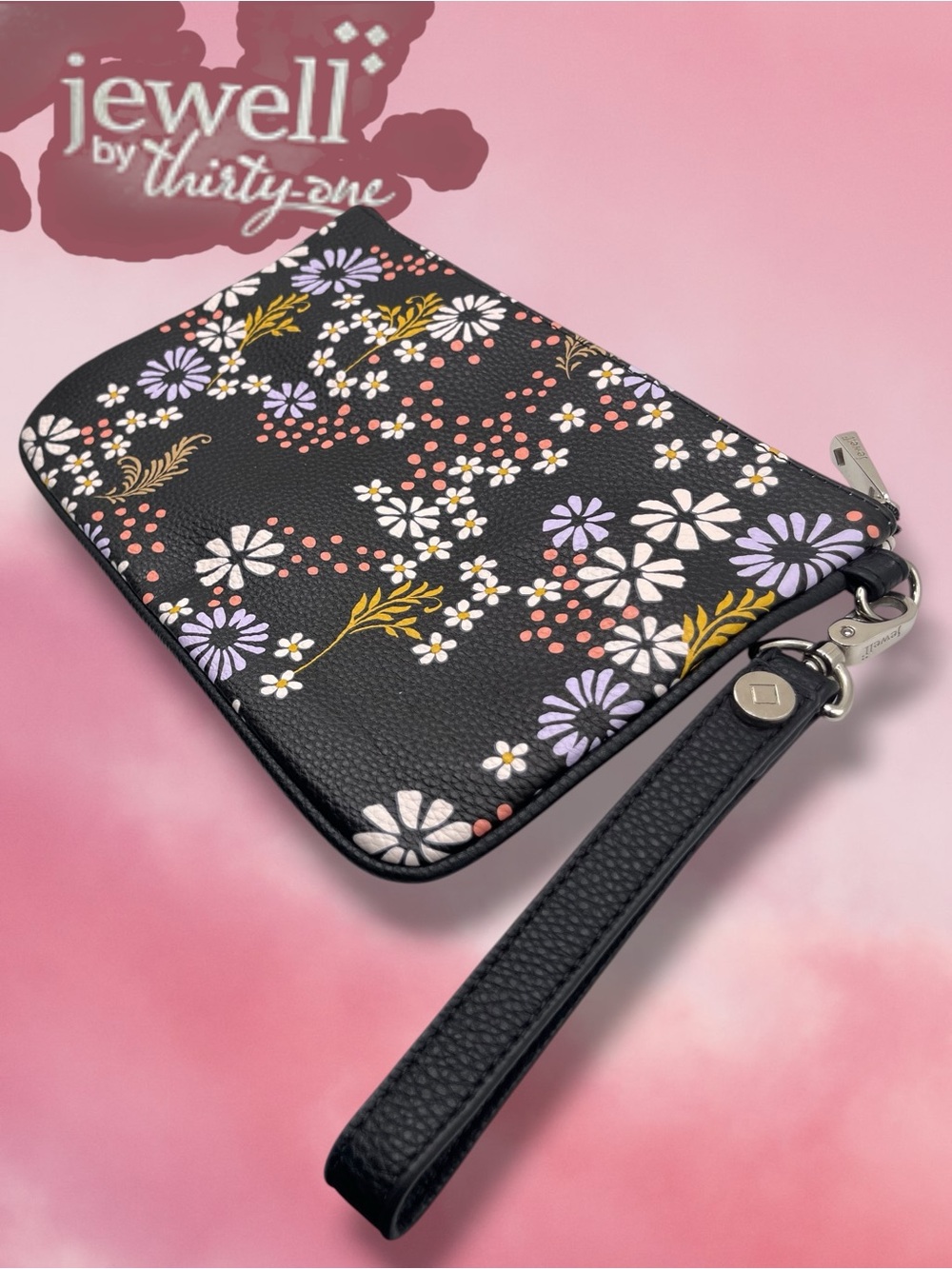 Jewell by Thirty-One Rubie  Wristlet - Wildflower Pebble Floral
